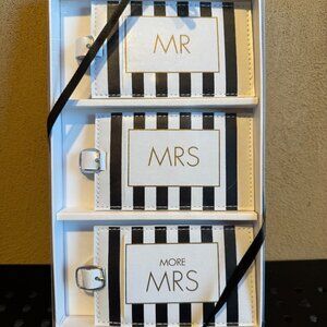 Francesca's Newlywed Luggage Tags. 3 Black & White Tags (Mr, Mrs, More Mrs) New